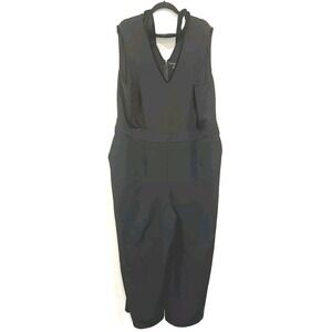 Lane Bryant Wide Leg Black Plus Jumpsuit Romper Pockets Black Velvet Choker 26